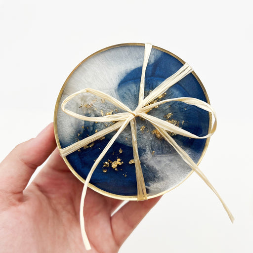 On The Rocks at Home Malone Perfectly Round One of a kind Geode Navy Geode Coasters - Wedding Gift + Decor Ideas - Unique Kichen + Bar - Shop Local with us at Home Malone NOLa