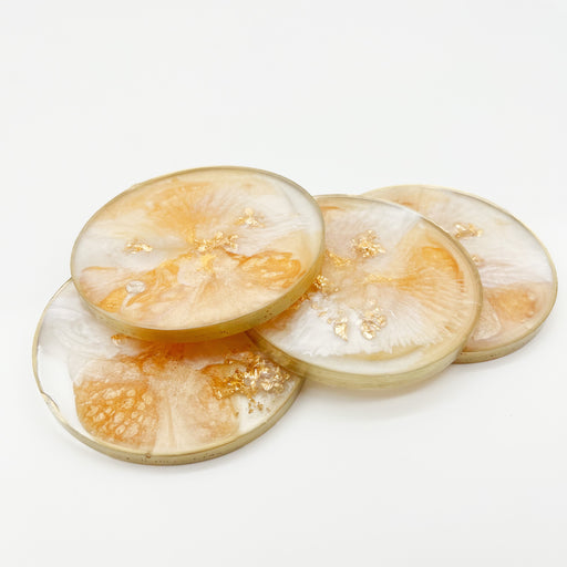 On The Rocks Perfectly Round Geode Coaster in Gold - Pretty Kitchen + Bar Decor - One of a Kind Set of 4 Table Coasters - Best Place To Shop Local in New Orleans, LA - Wedding Gift Ideas