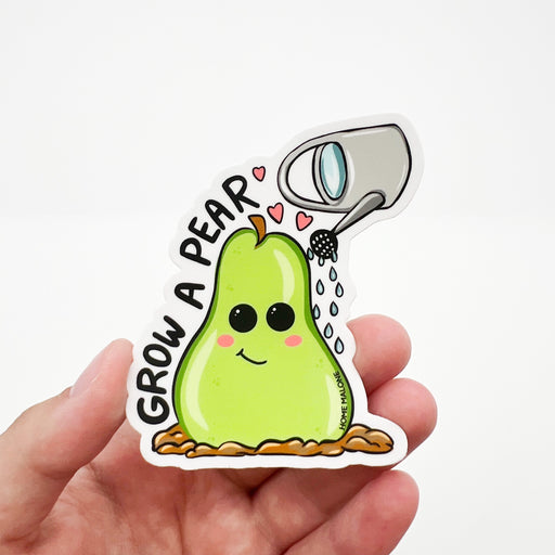 Home Malone Designs Grow A Pear Watering Can Cute Animated Sticker Waterproof Decal - Funny Puns - Sticker for Waterbottle, Car, Laptop, Etc. - Unique Designed in New Orleans, LA