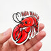 Home Malone Designs Vibrant Bright Red Southern Hard Headed Funny Crawfish Crayfish Sticker - Animated Cute, Stubborn Crawfish Waterproof Decal - Gift Ideas for The Stubborn Friend - Designed in New Orleans, LA