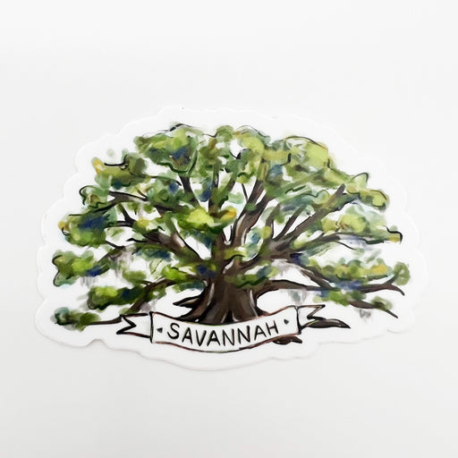 Savannah Oak Tree Sticker, majestic oak, luxurious, tree shade, Georgia, summer sticker, Home Malone, New Orleans art