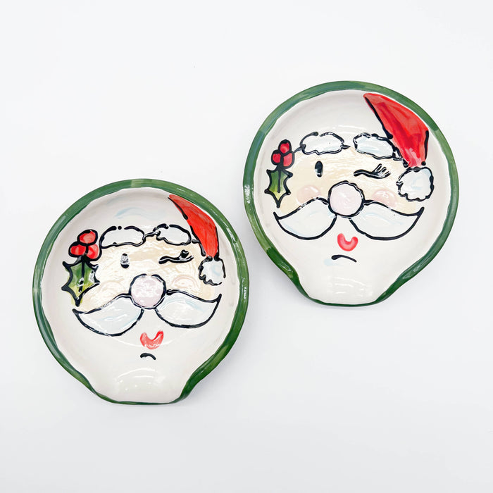 Round Spoon Rest: Santa