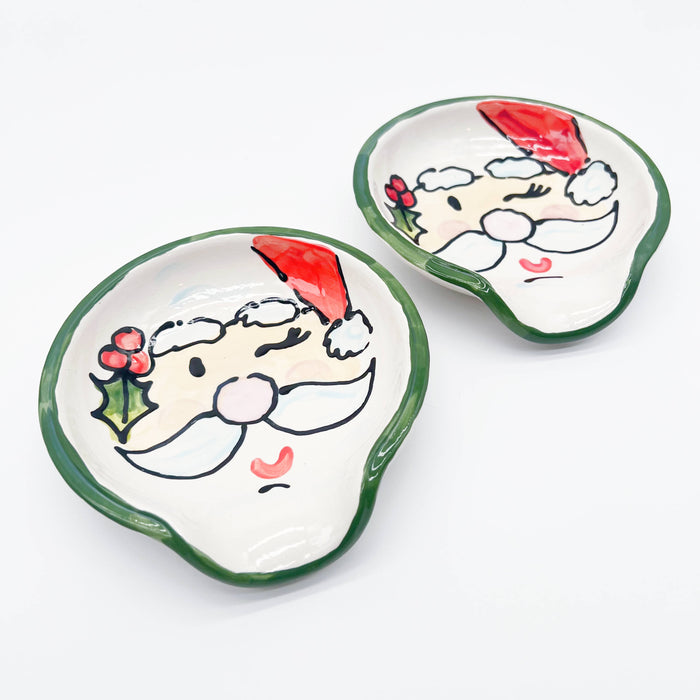 Round Spoon Rest: Santa