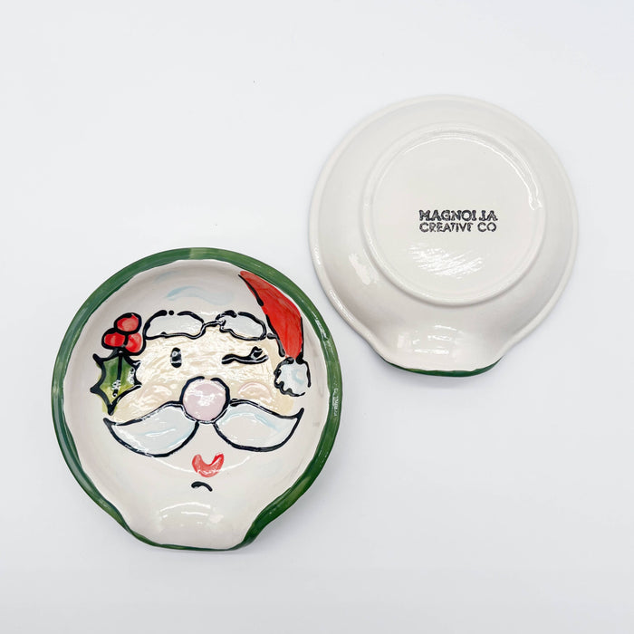 Round Spoon Rest: Santa