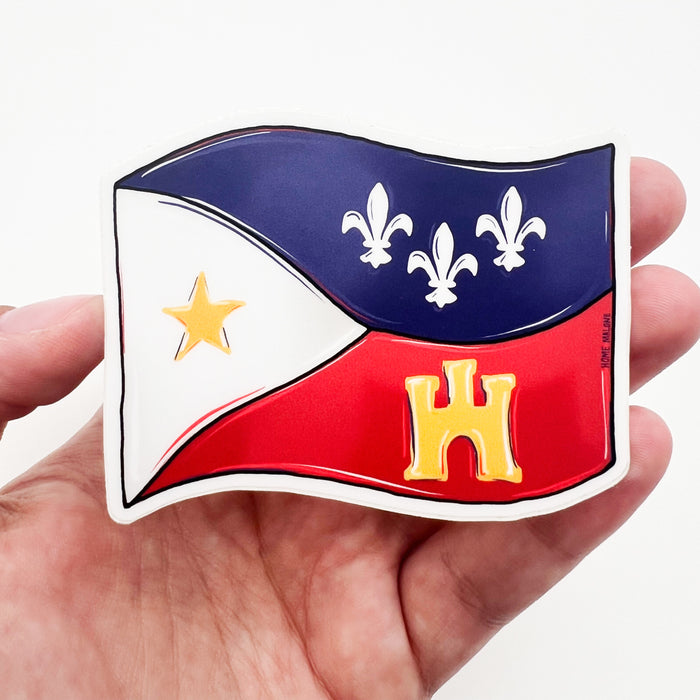 Acadian Flag Waterproof Vinyl Sticker Home Malone New Orleans