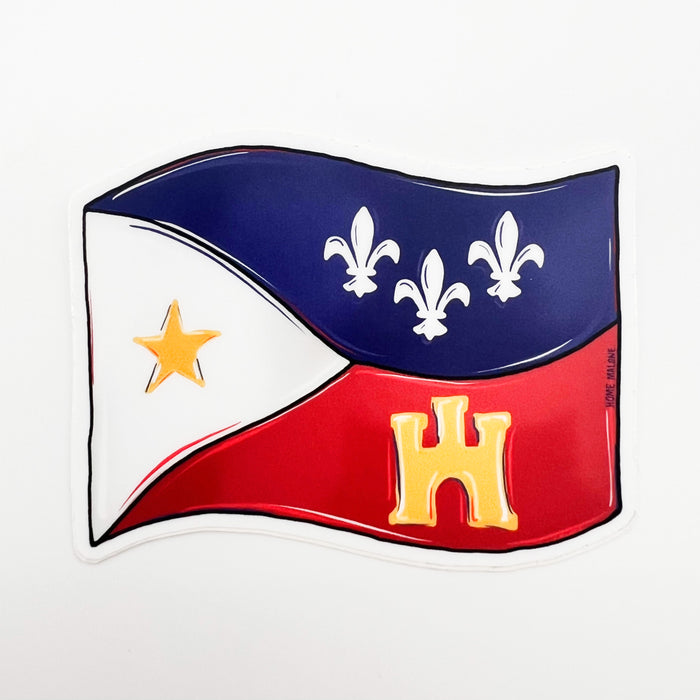 Acadian Flag Waterproof Vinyl Sticker Home Malone New Orleans