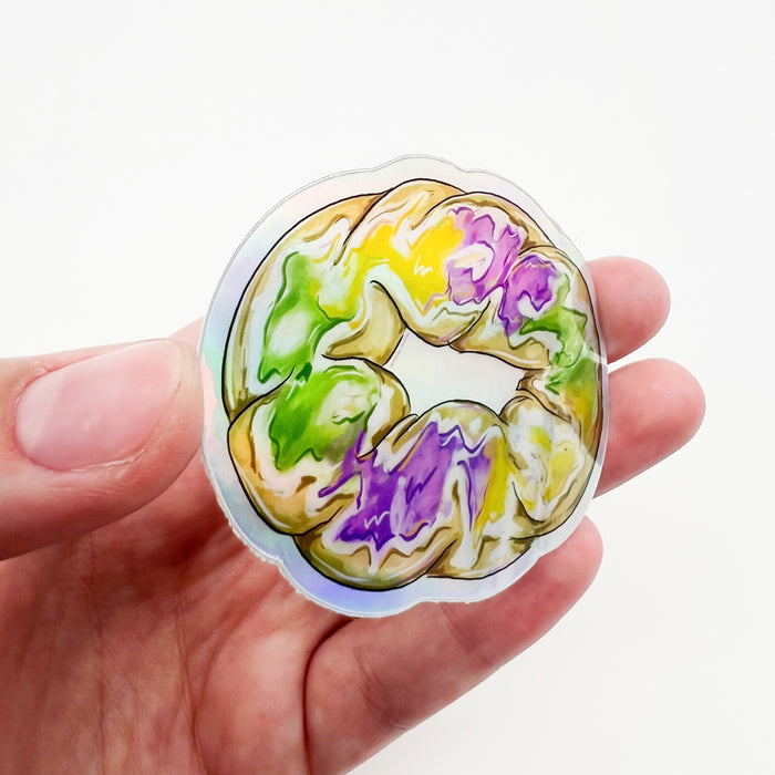 King Cake Holographic Sticker