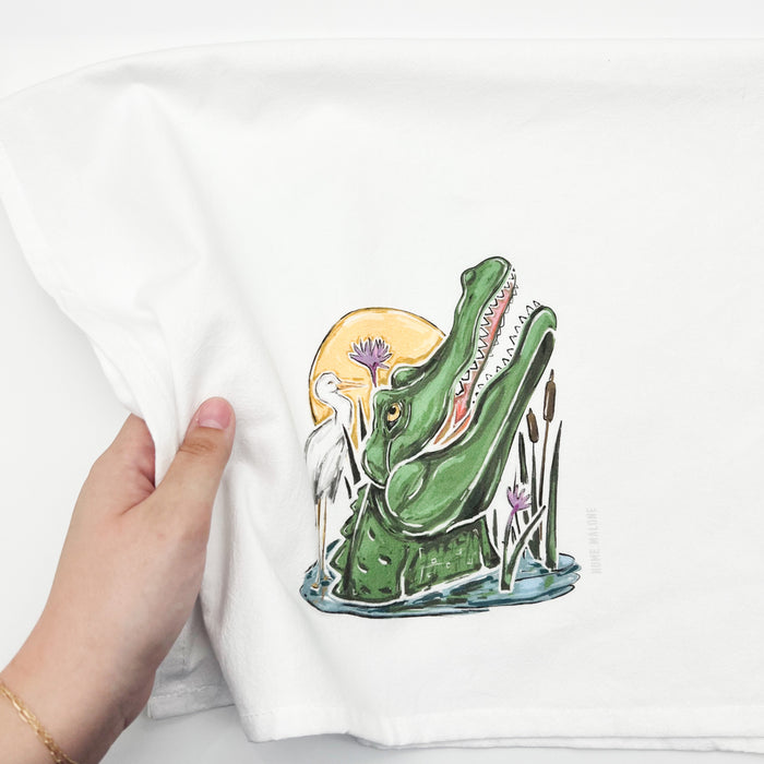 Gator Sunset Tea Towel