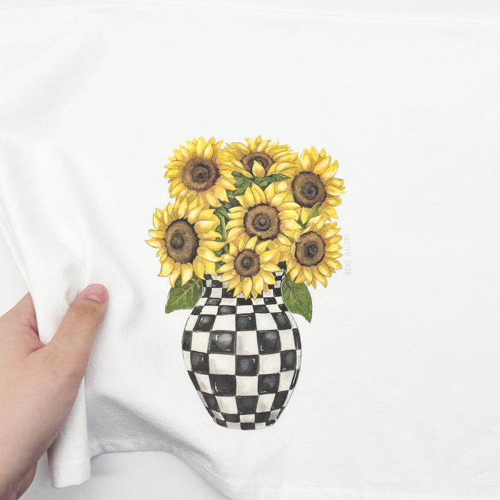 Sunflower Check Vase Tea Towel - ONLINE EXCLUSIVE