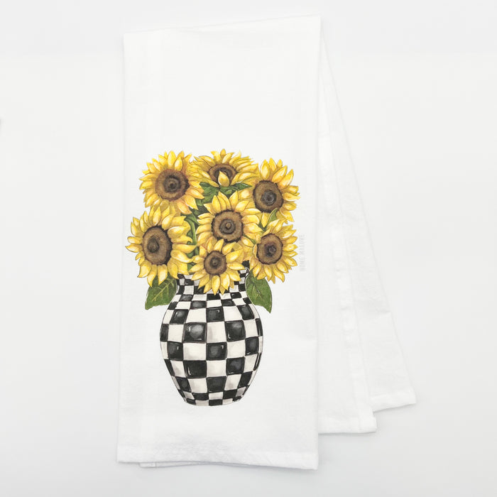 Sunflower Check Vase Tea Towel - ONLINE EXCLUSIVE