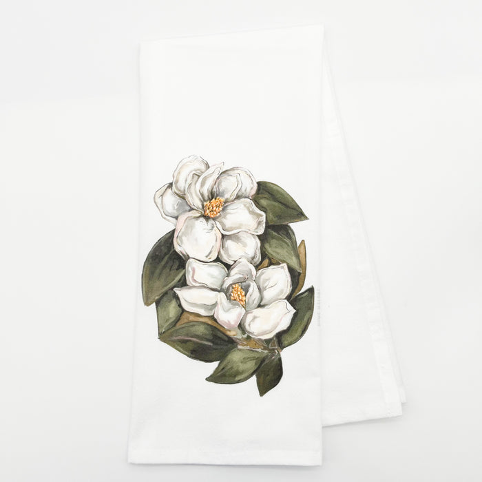 Double Magnolias Tea Towel