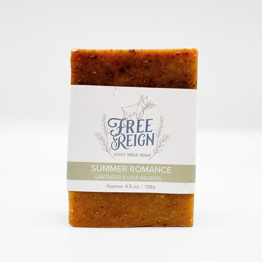 Free Reign Farms Summer Romance Lavender + Lemongrass Goat Milk Soap - All Natural Light Scented Bar Soap for Him or Her - Small Family Owned Farm Business in Athens, TX