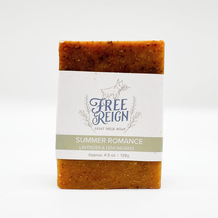 Free Reign Farms Summer Romance Lavender + Lemongrass Goat Milk Soap - All Natural Light Scented Bar Soap for Him or Her - Small Family Owned Farm Business in Athens, TX