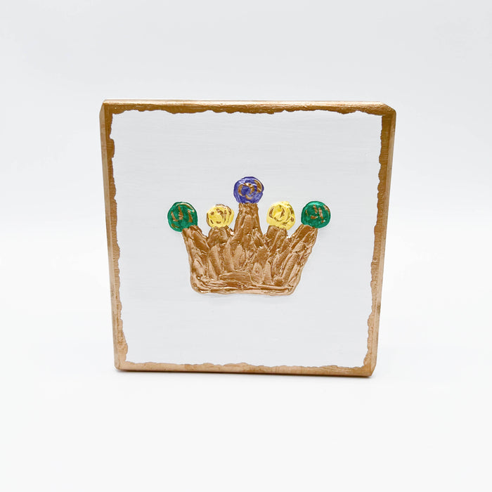 Mardi Gras Crown Textured Art Block