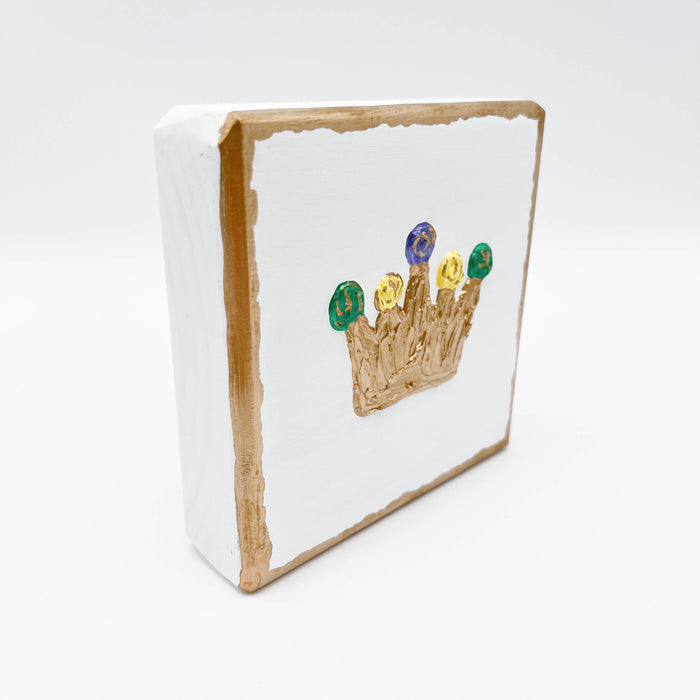 Mardi Gras Crown Textured Art Block
