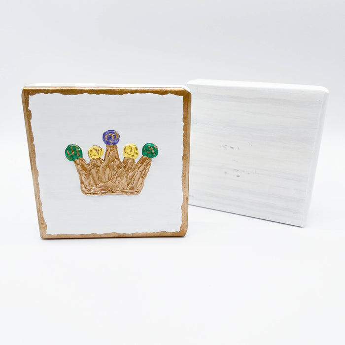 Mardi Gras Crown Textured Art Block