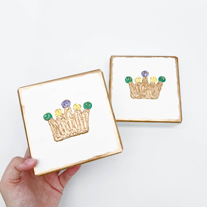 Mardi Gras Crown Textured Art Block