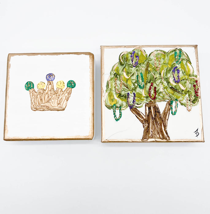 Mardi Gras Crown Textured Art Block