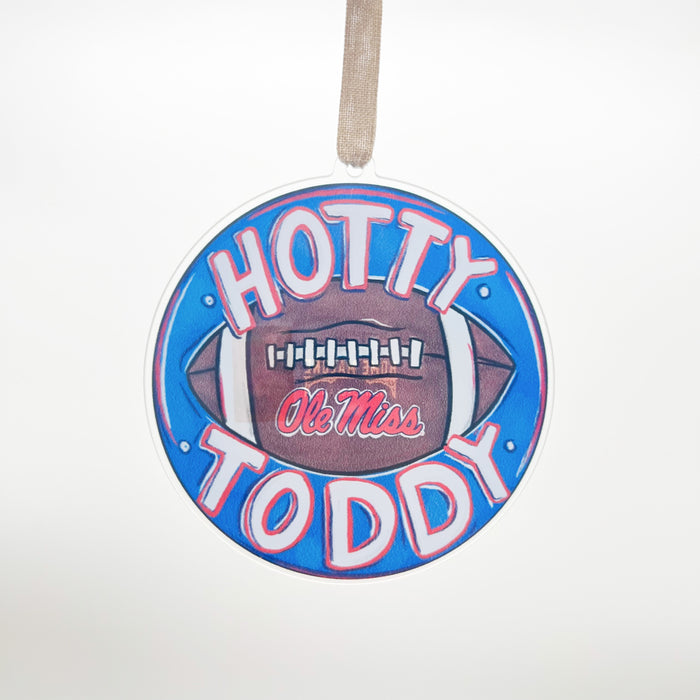 University of Mississippi State Ole Miss Hotty Toddy Football Blue + Red Southern College Holiday Time Gift Idea Guides Acrylic Ornament