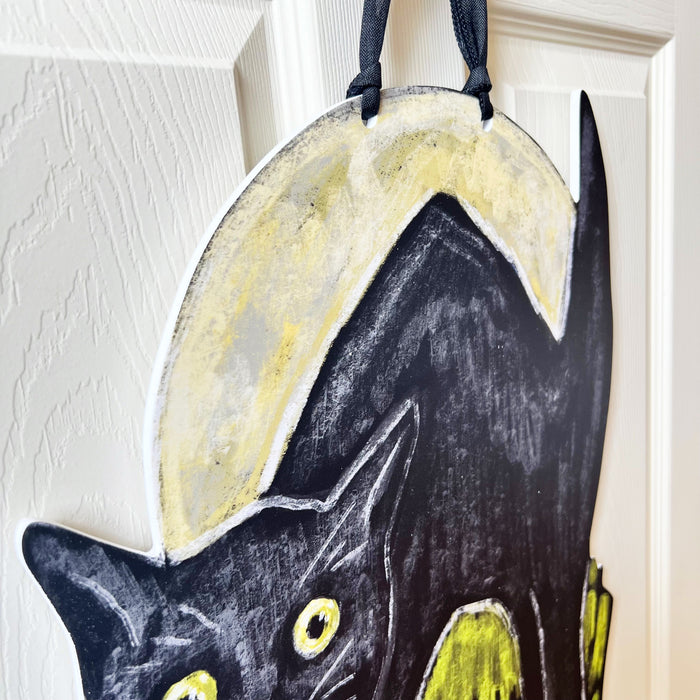 Beware Black Cat Door Hanger