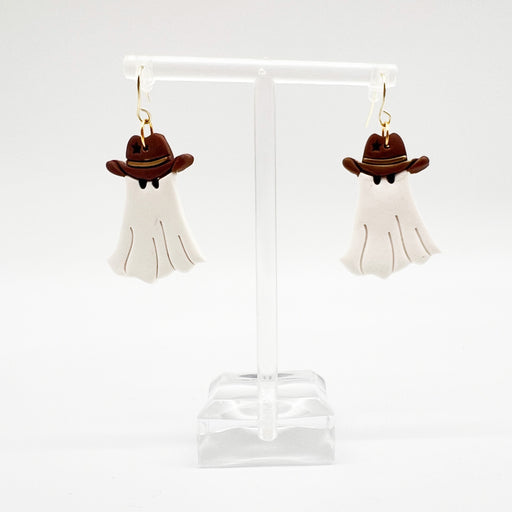 giddy up cute ghost cowboy earrings for halloween trendy jewelry