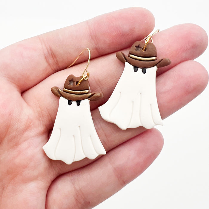 Cowboy Up Ghost Clay Earrings