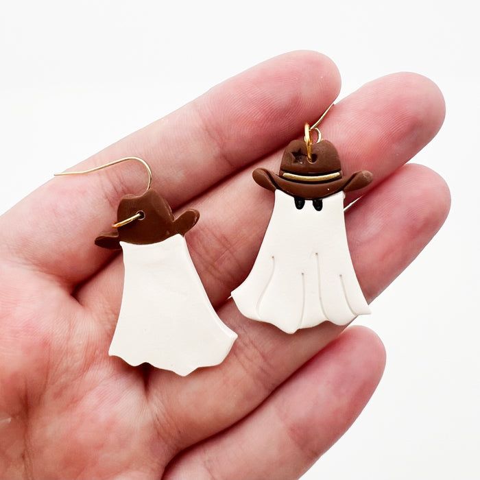 Cowboy Up Ghost Clay Earrings