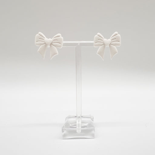 white coquette trendy bow lightweight everyday earrings for her