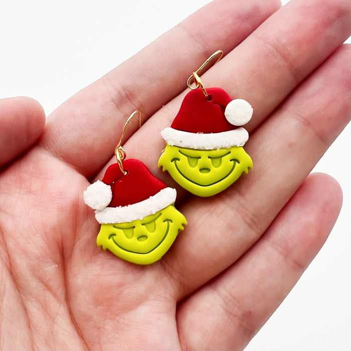 Grinch Clay Earrings