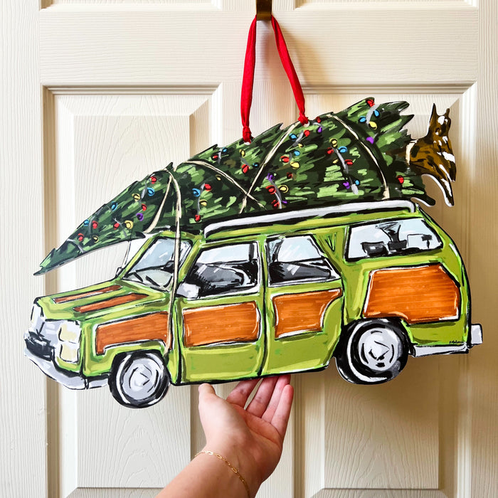 Christmas Tree Station Wagon Door Hanger