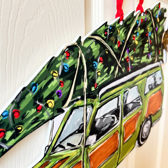 Christmas Tree Station Wagon Door Hanger