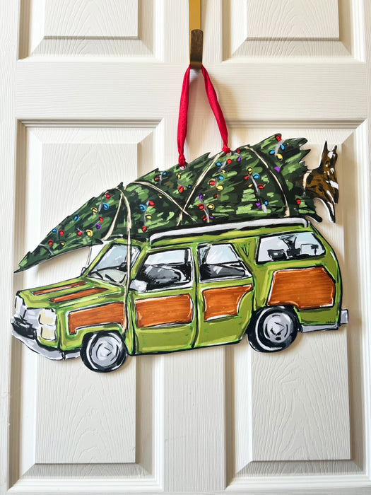 Christmas Tree Station Wagon Door Hanger