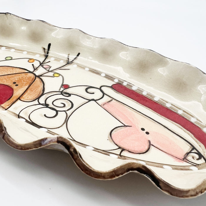 Santa Reindeer Long Oval Tray