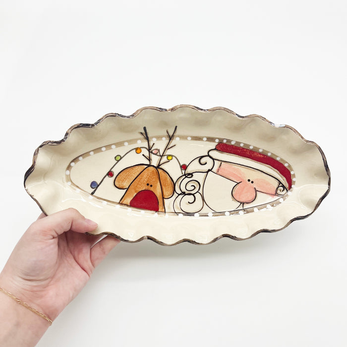 Santa Reindeer Long Oval Tray