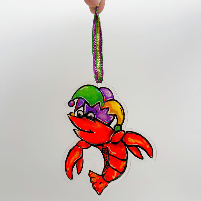 Acrylic Mardi Gras Crawfish Ornament
