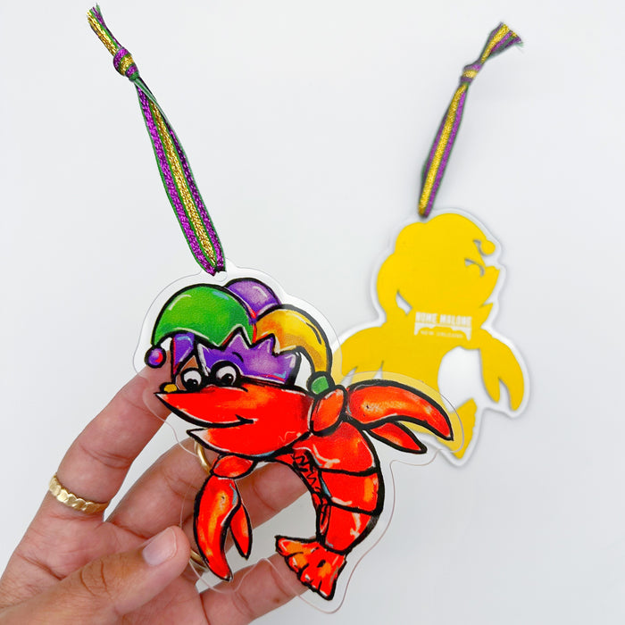 Acrylic Mardi Gras Crawfish Ornament