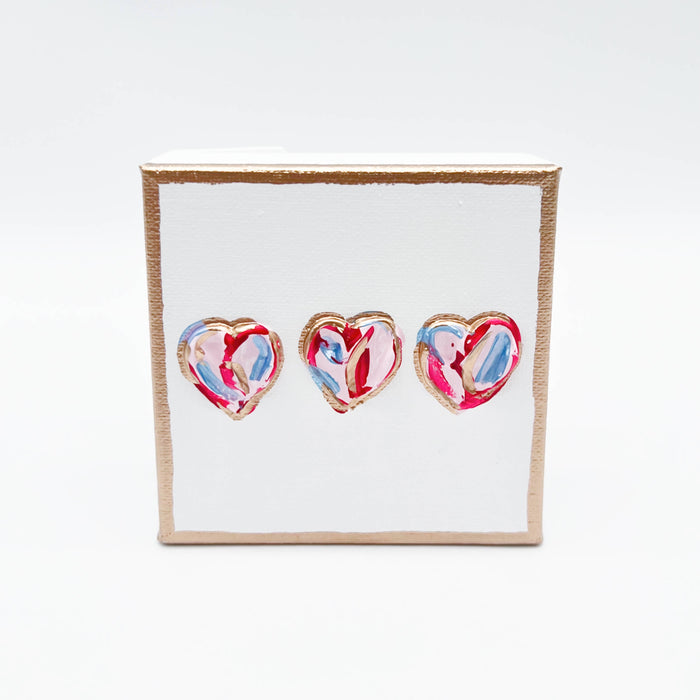 Painted heart textured canvas art block valentine's day mother's day gifts