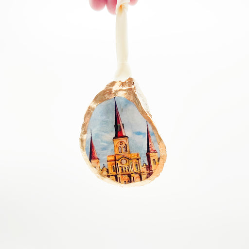 New Orleans Jackson Square Cathedral Louisiana Monument Church Oyster Ornament Gold Details