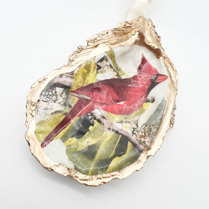 Cardinal Oyster Shell Ornament