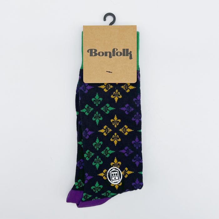 Bonfolk - Mardi Gras Fleur De Lis Socks