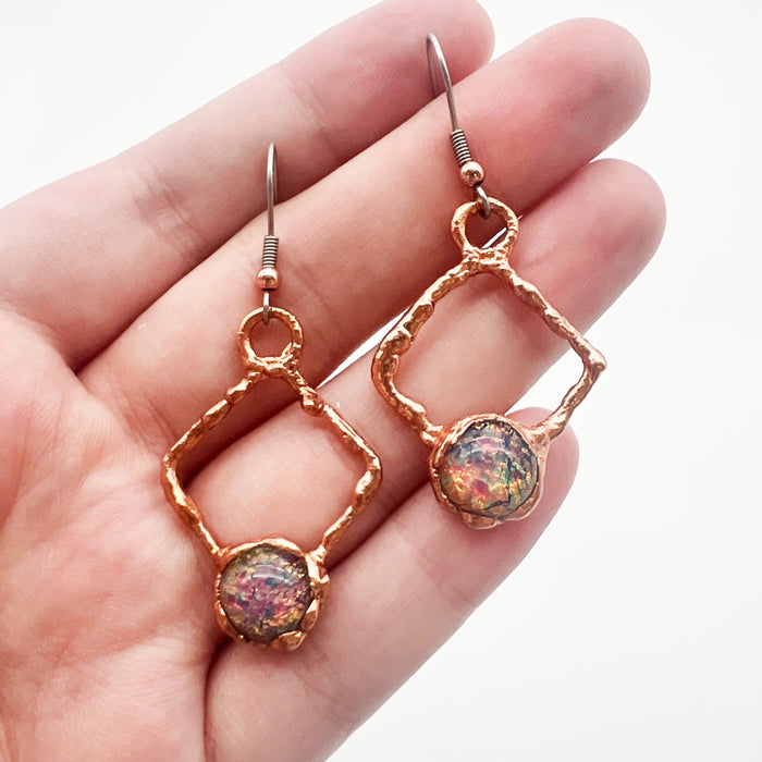 Rainbow Lampwork Dangle Earrings