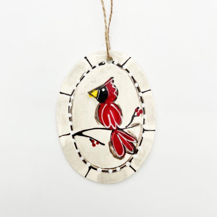 Ceramic Oval Cardinal Ornament