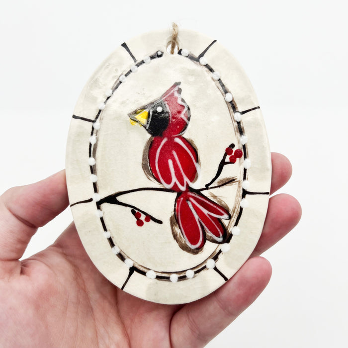 Ceramic Oval Cardinal Ornament