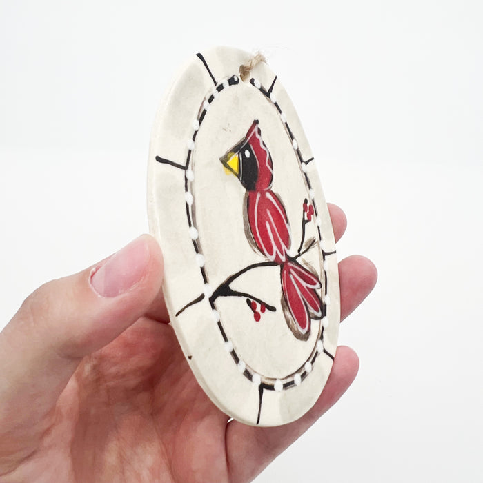 Ceramic Oval Cardinal Ornament