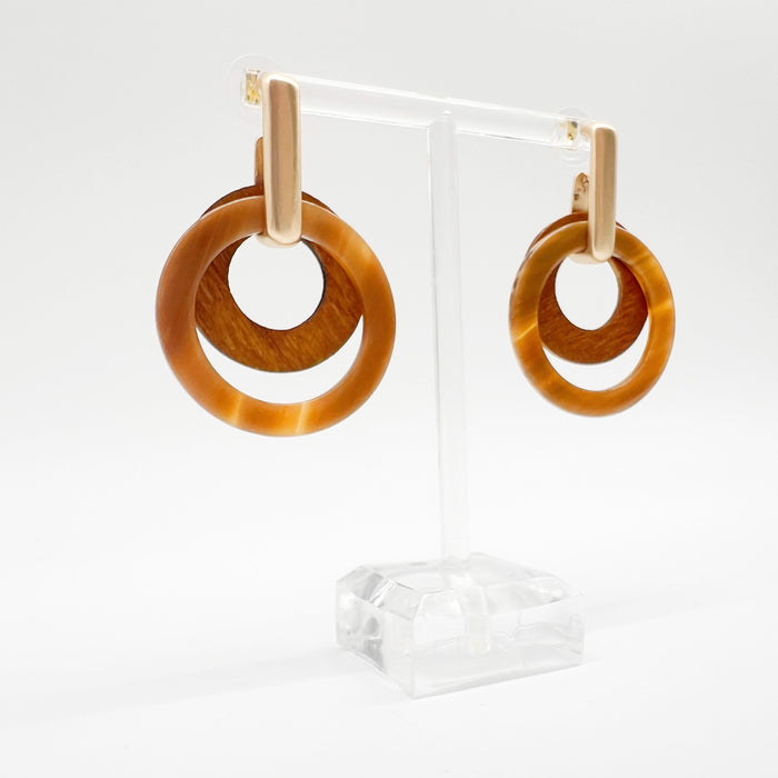 Natural Tan Layered Circle Statement Earrings