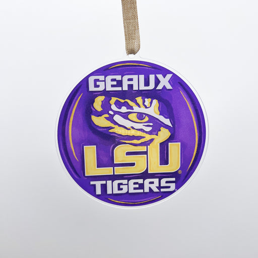 Louisiana State University LSU Tiger Eye Acrylic Geaux Tiger Eye Ornament Licensed Prouct Purple and Gold