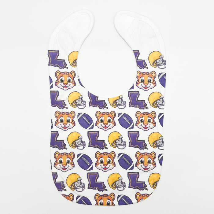 Purple + Gold Tiger Football Bib