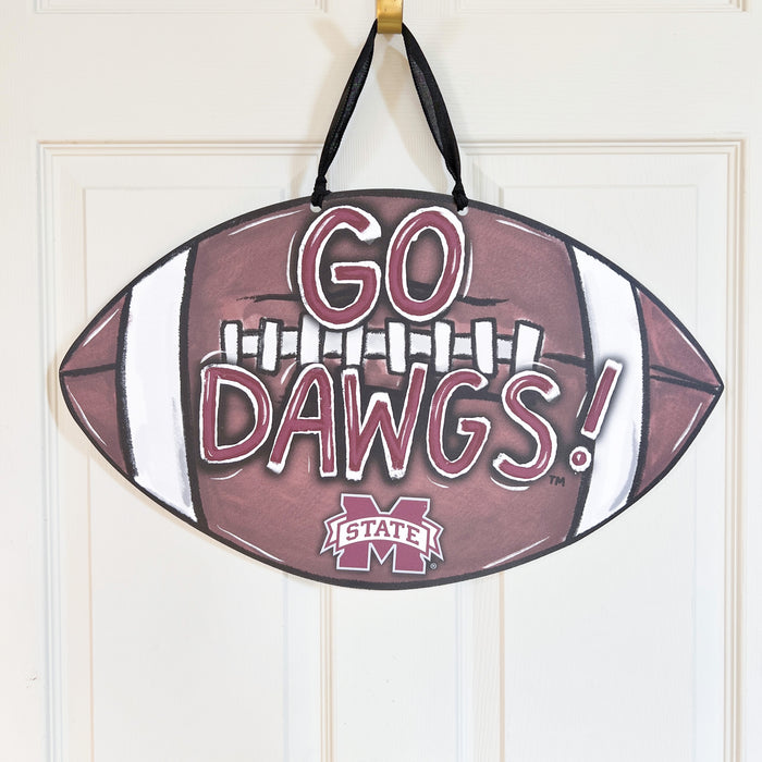 University of Mississippi Licensed Product Go Dawgs Bulldog M State Maroon Holiday Gift Ideas Football Door Hanger