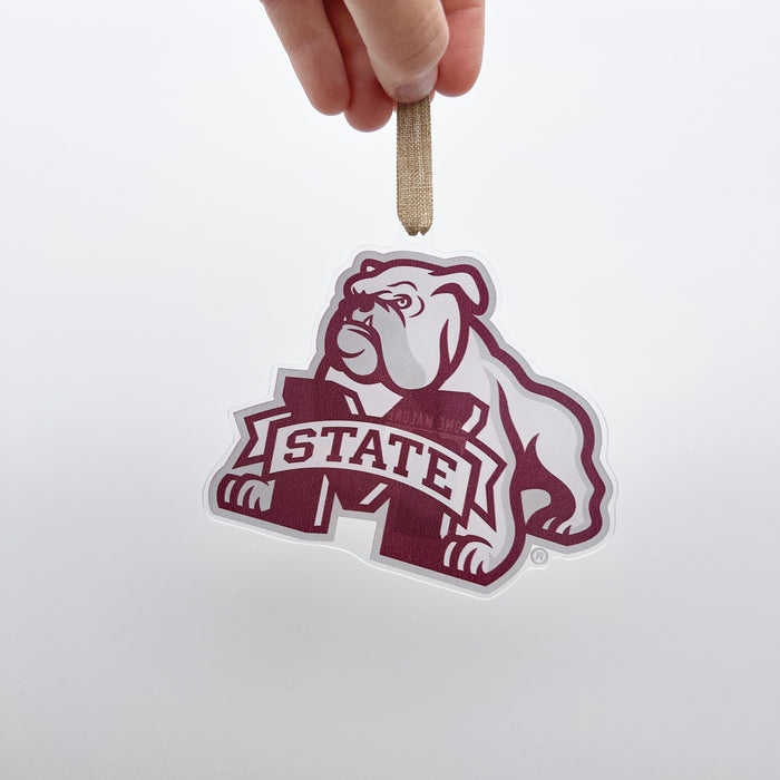 University of Mississippi Licensed Product Go Dawgs Bulldog M State Maroon Holiday Gift Ideas Acrylic Bulldog Ornament