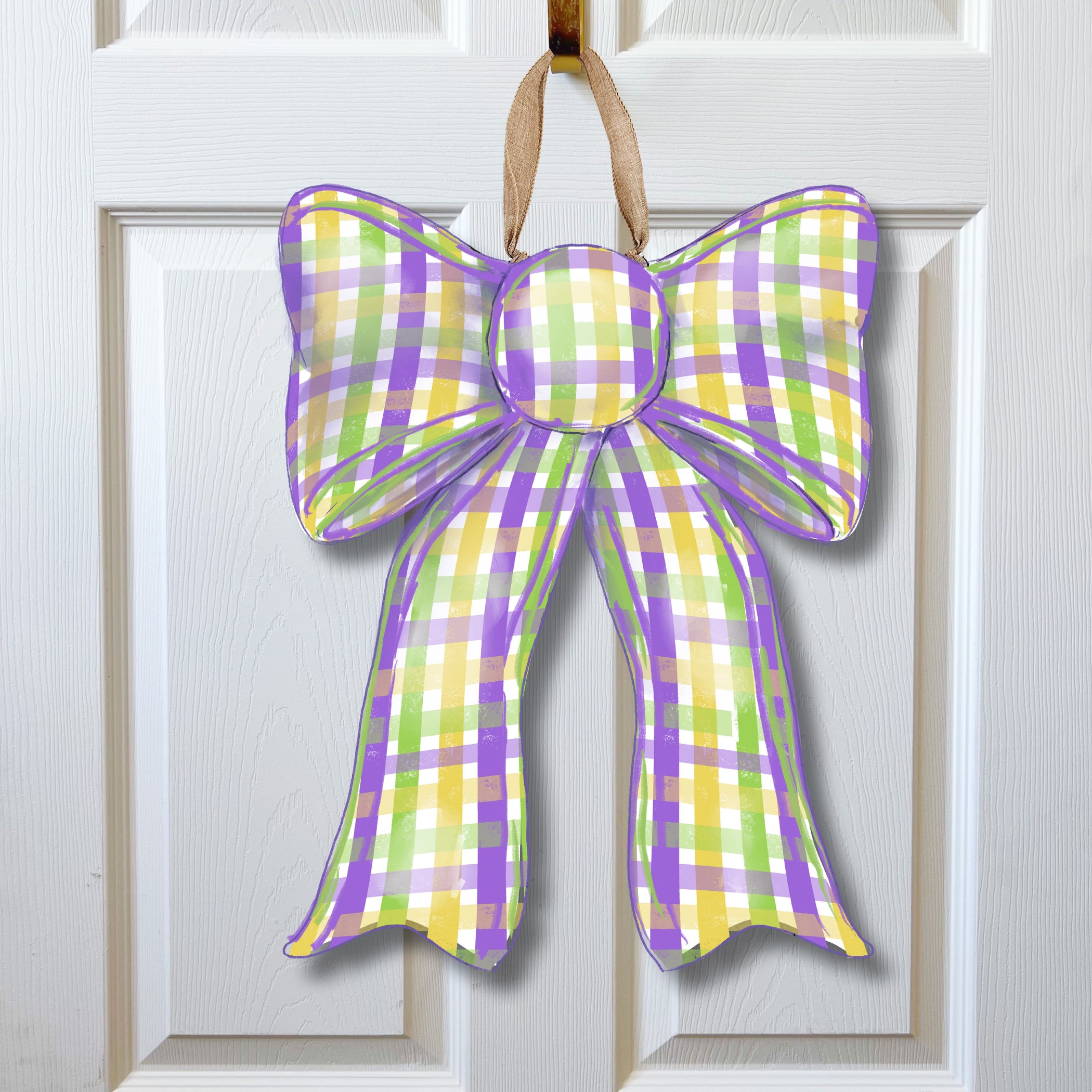 Mardi Gras Plaid Bow Door Hanger *PREORDER ONLY* Home Malone New